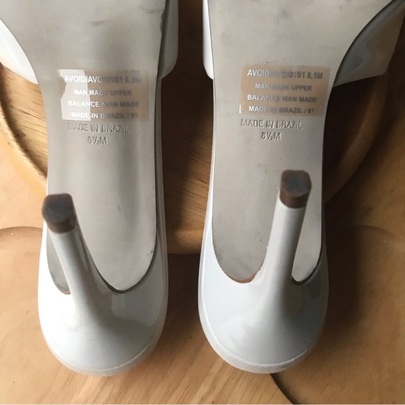 STEVE MADDEN | Avoid Beige Patent Open Square Toe Stiletto Slide Sandals Sz 8.5 - Picture 7 of 9